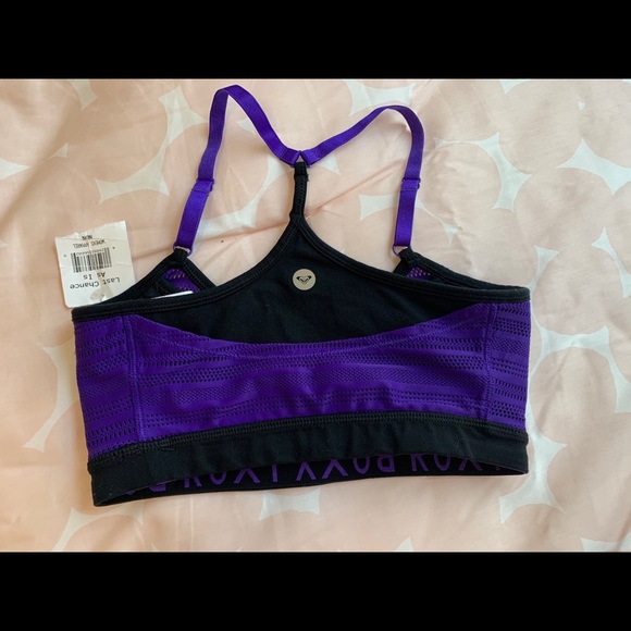 2 Roxy Sports Bras XS junior/XXS purple and yellow NWT - Picture 2 of 9